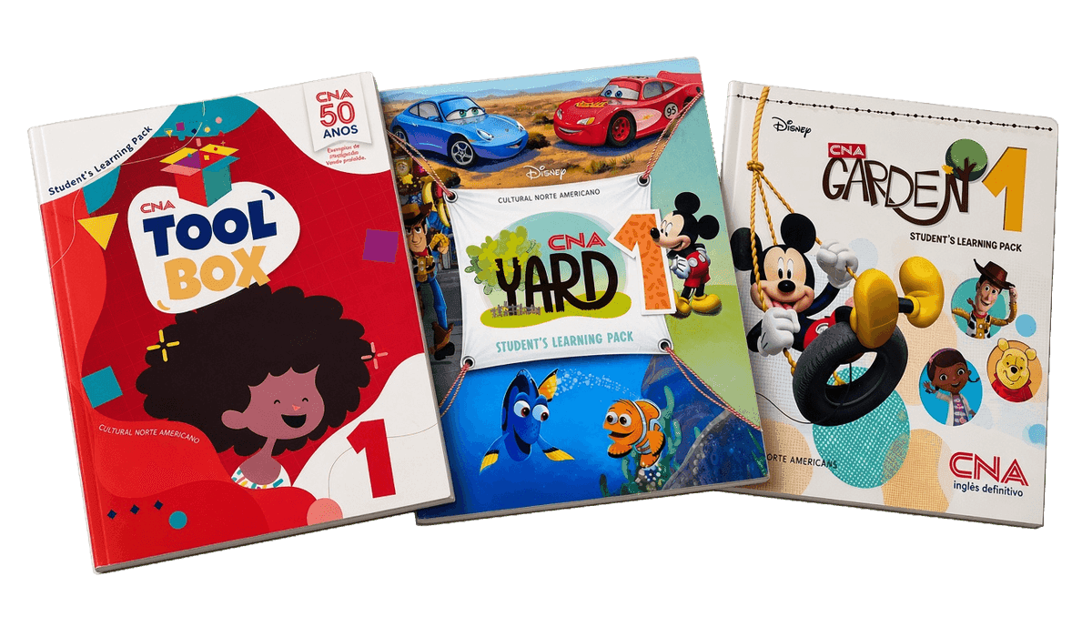 Livros do material CNA (Tool Box, Yard e Garden) que estarão presentes na Eduque Já